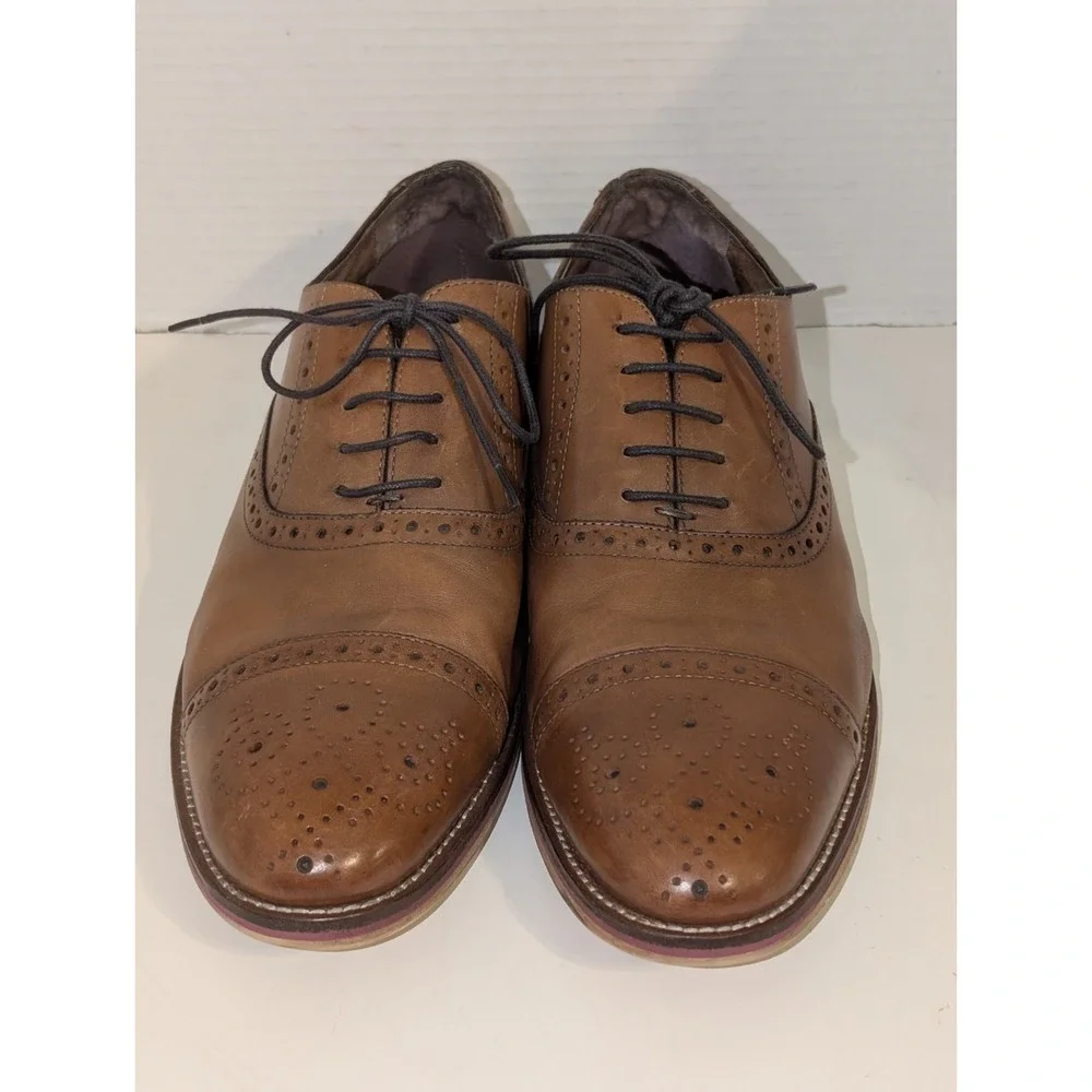 Johnston & Murphy Men's 10.5 Brown‎ Cap Toe Oxford Dress Shoes 20-8682 Leather